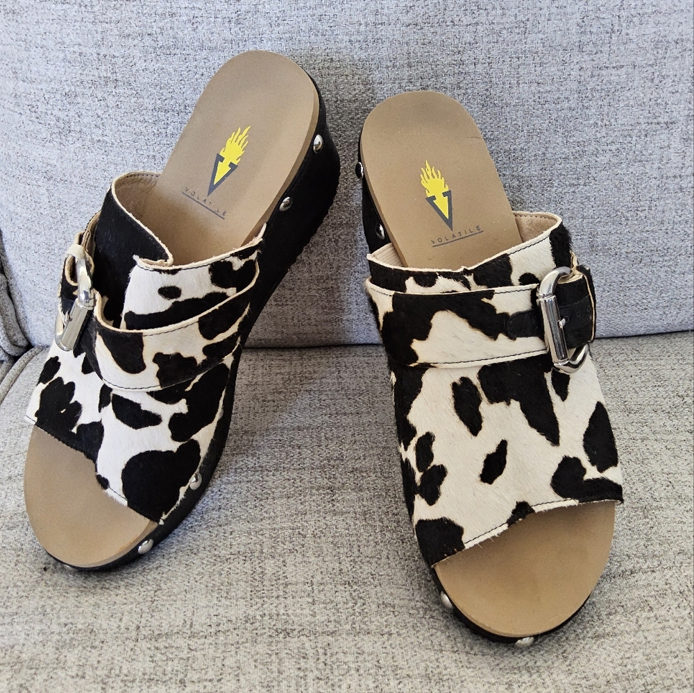 Volatile Cow Print Wedges